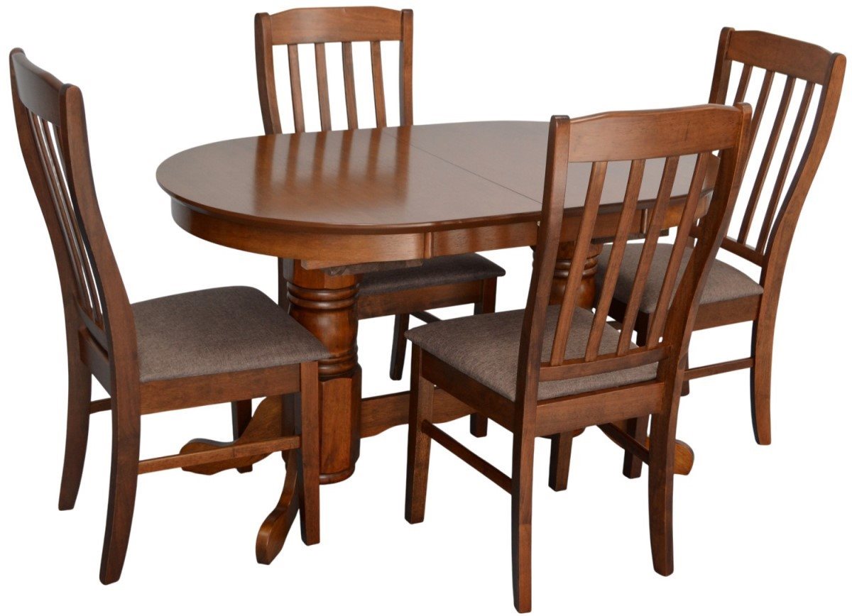 Комплект для кухни Evelin HV-31N Burnish oak + 4 стула Wenyi Burnish oak/Ekea12 Dark Brown