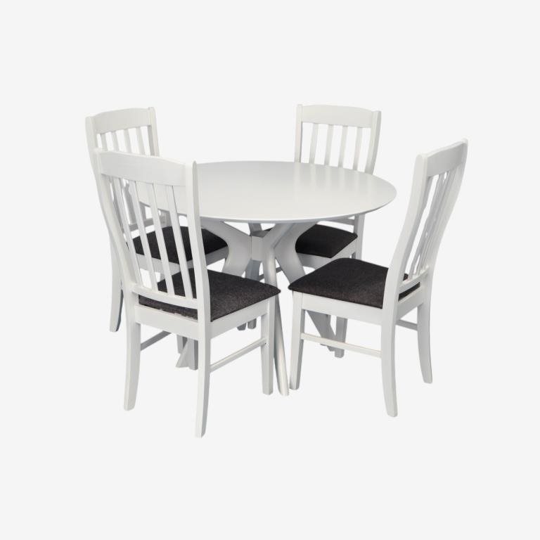 Set de sufragerie Evelin Raffles Round White + 4 Wenyi White/NV-10WP Grey