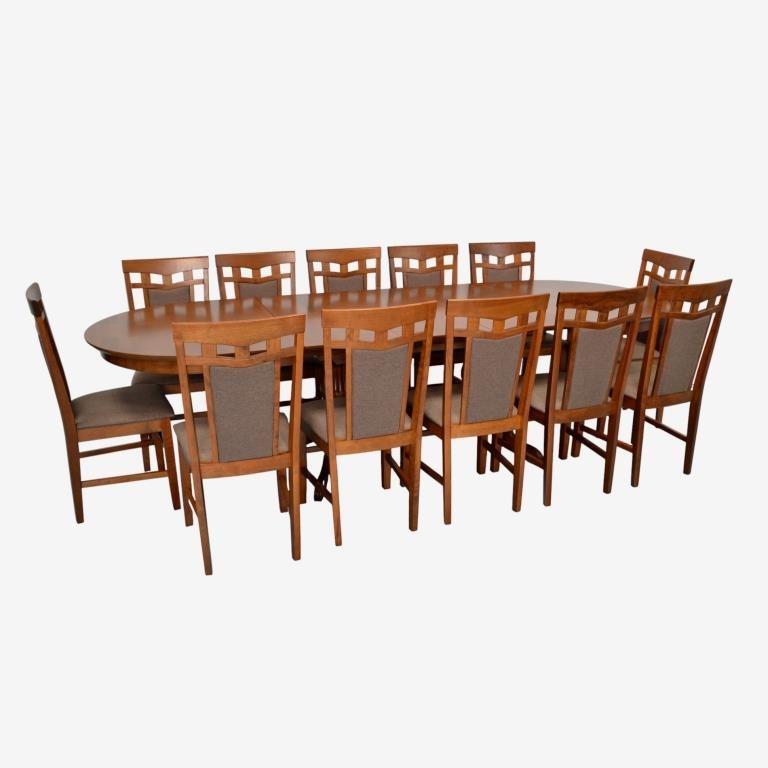 Обеденный набор Evelin HV-33V Burnish oak + 12 Deepa R Burnish oak/Ekea12 Dark Brown