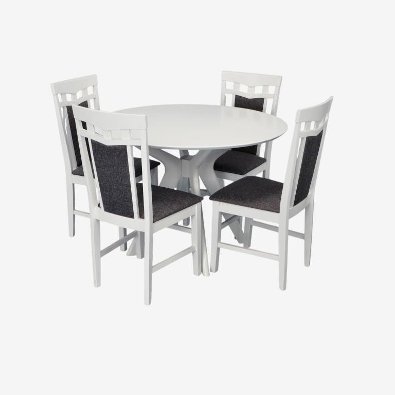 Set de sufragerie Evelin Raffles Round White + 4 Deepa R White/NV-10WP Grey
