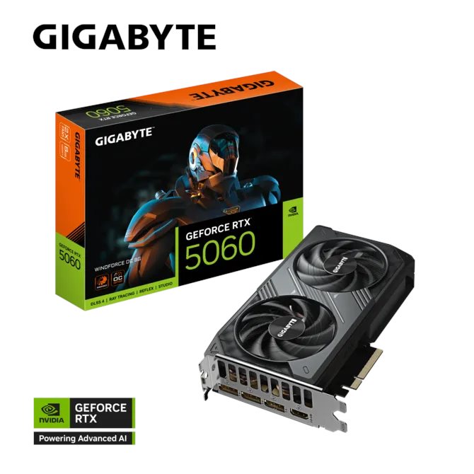 Видеокарта GIGABYTE GeForce RTX 5060 WINDFORCE( 8GB, GDDR7)