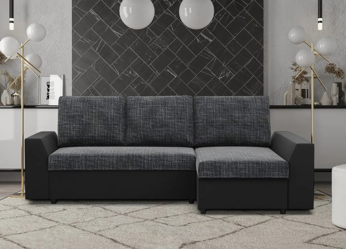Canapea Magnifico Meble Lugo 17/11 Right Dark Grey/Black