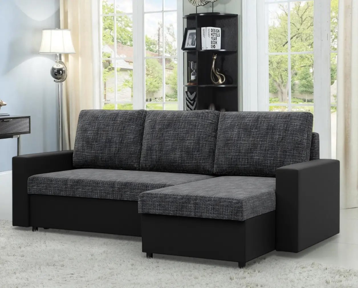 Canapea colțar Magnifico Meble Luna LL Lawa 17/Real 11 Right Dark Grey/Black