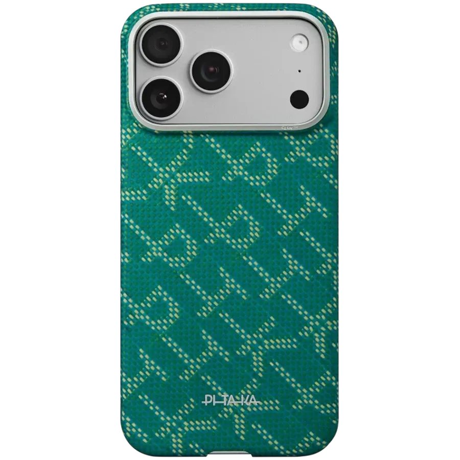 Husa Pitaka Monogram for iPhone 17 Pro Green/Gold