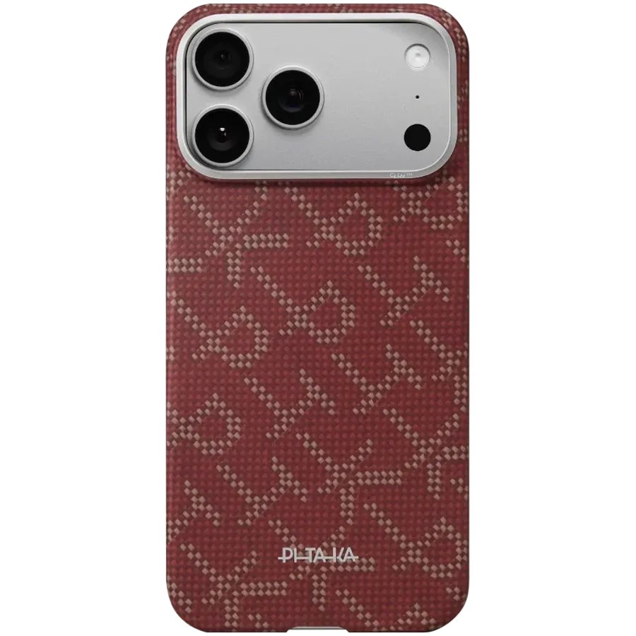 Pitaka Monogram for iPhone 17 Pro Red/Gold