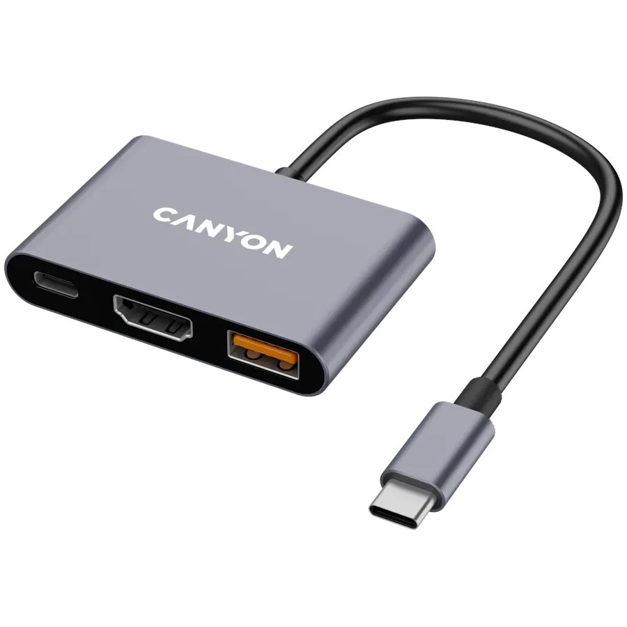 Adaptor CANYON DS-4 3in1 USB-C Grey