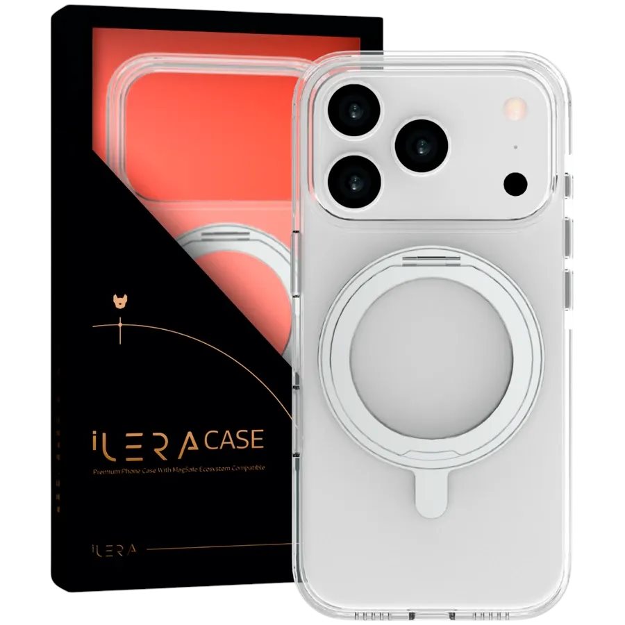 Чехол iLera MagStand прозрачный с MagSafe для iPhone 17 Pro