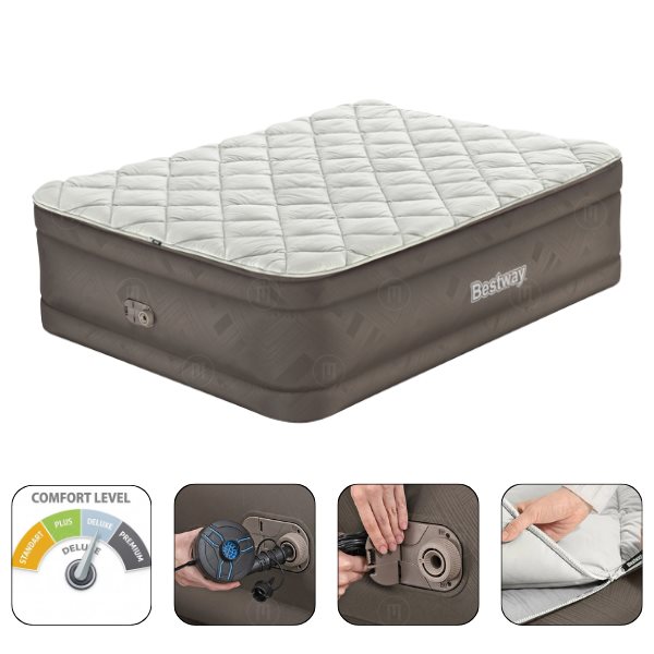Saltea gonflabilă Bestway cu pompă electrică integrată 203×152×51 cm