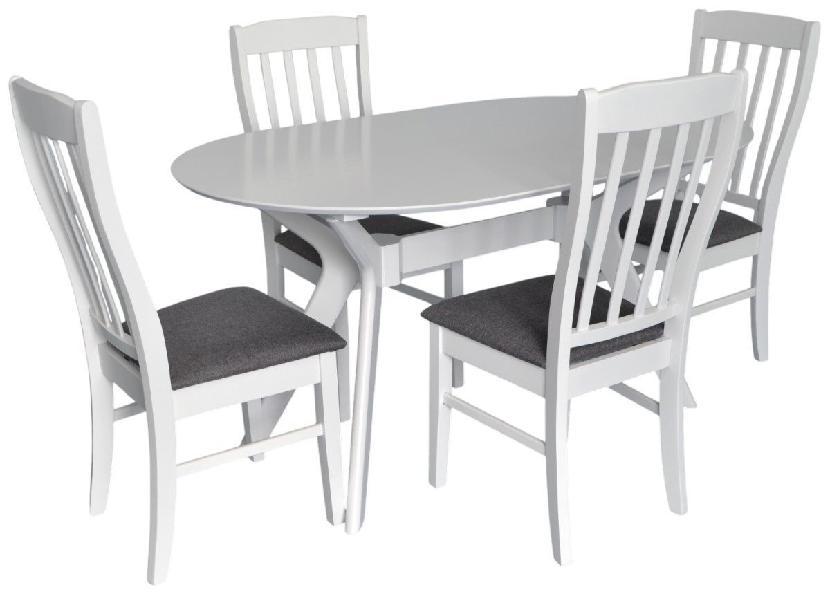 Set pentru bucătărie Evelin Raffles Oval White + 4 scaune Wenyi White/NV-10WP Grey