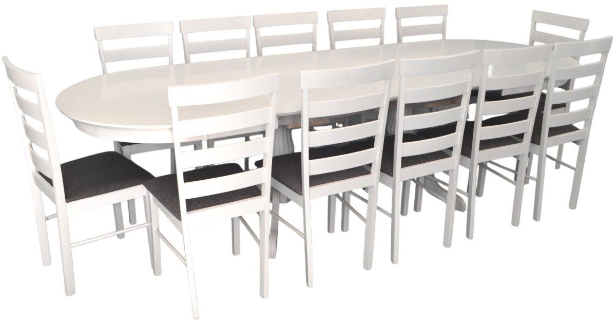 Комплект для кухни Evelin HV-33V White + 12 стульев Gloria White/NV-10WP Grey