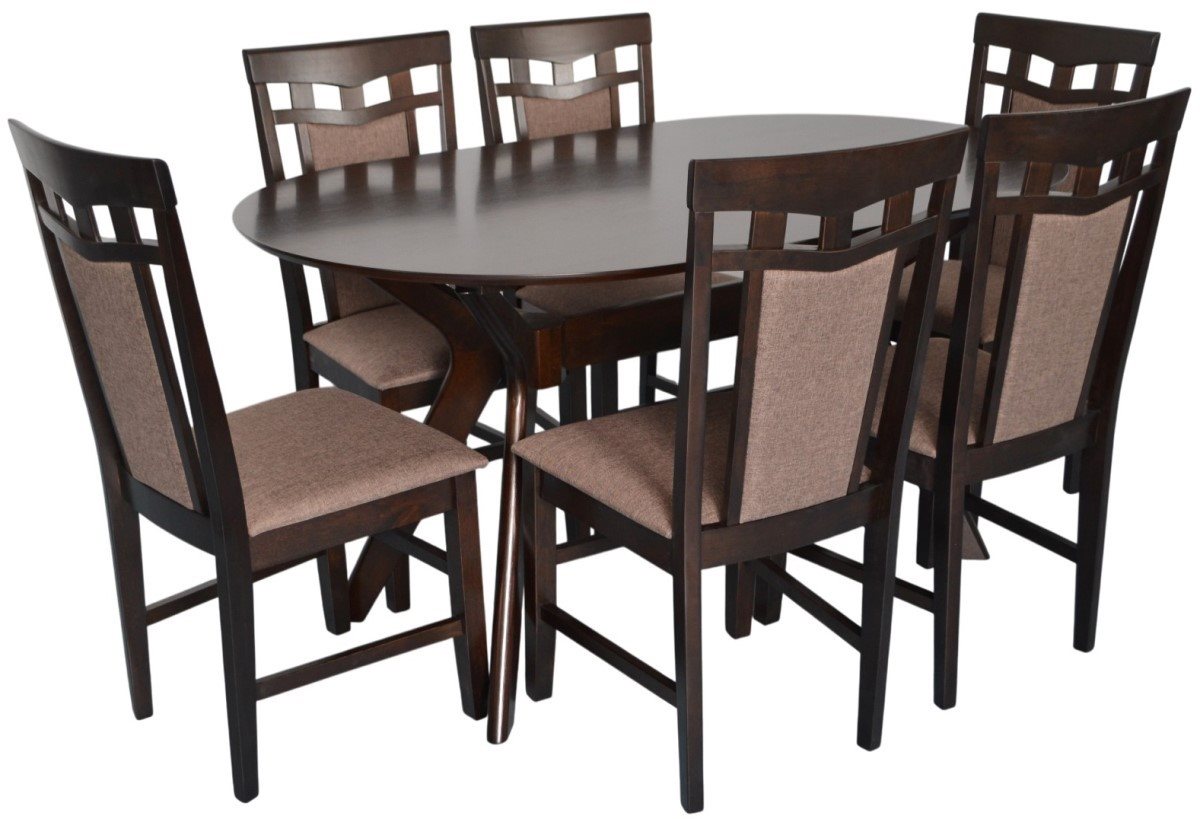 Set pentru bucătărie Evelin Raffles Oval Chocolate + 6 scaune Deepa R Chocolate/Ekea12 Dark Brown