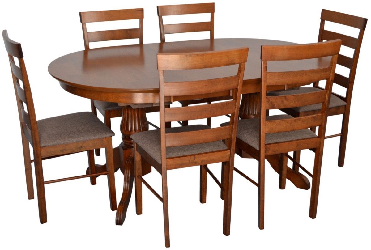 Set pentru bucătărie Evelin HV-33V Burnish oak + 6 scaune GLORIA Burnish oak/Ekea12 Dark Brown
