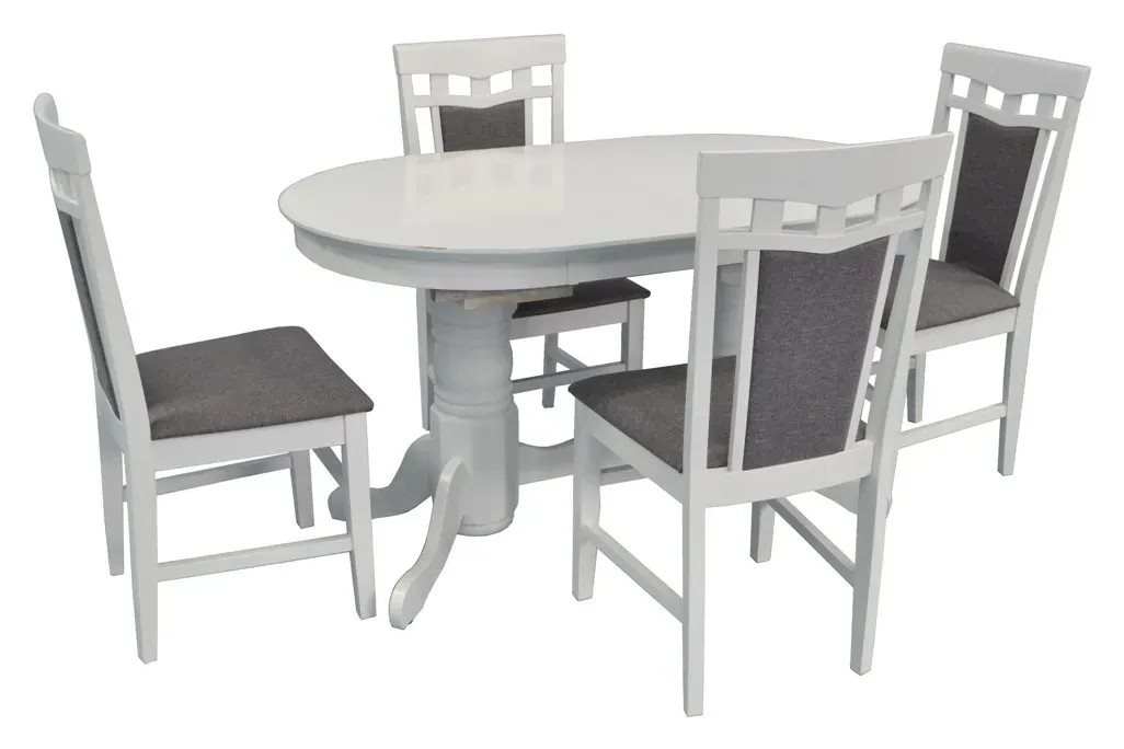 Set pentru bucătărie Evelin HV-31N White + 4 scaune Deepa R White/NV-10WP Grey