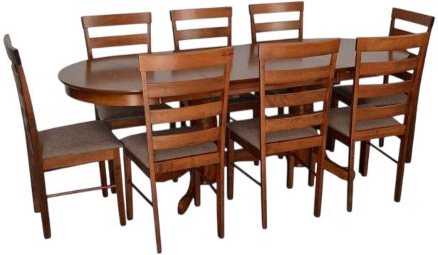 Set pentru bucătărie Evelin HV-31N Burnish oak + 8 scaune GLORIA Burnish oak/Ekea12 Dark Brown