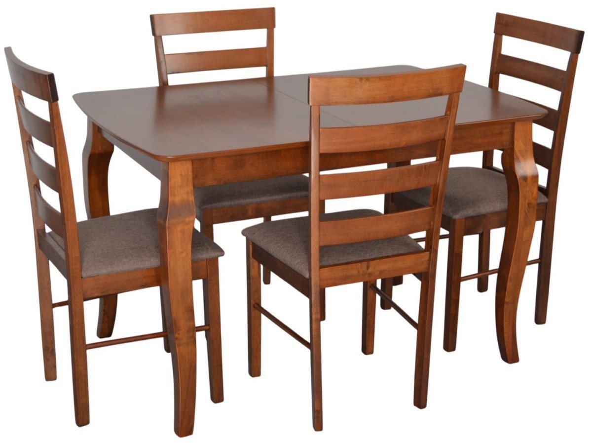 Комплект для кухни Evelin HV-29V Burnish oak + 4 стула GLORIA Burnish/Ekea12 Dark Brown