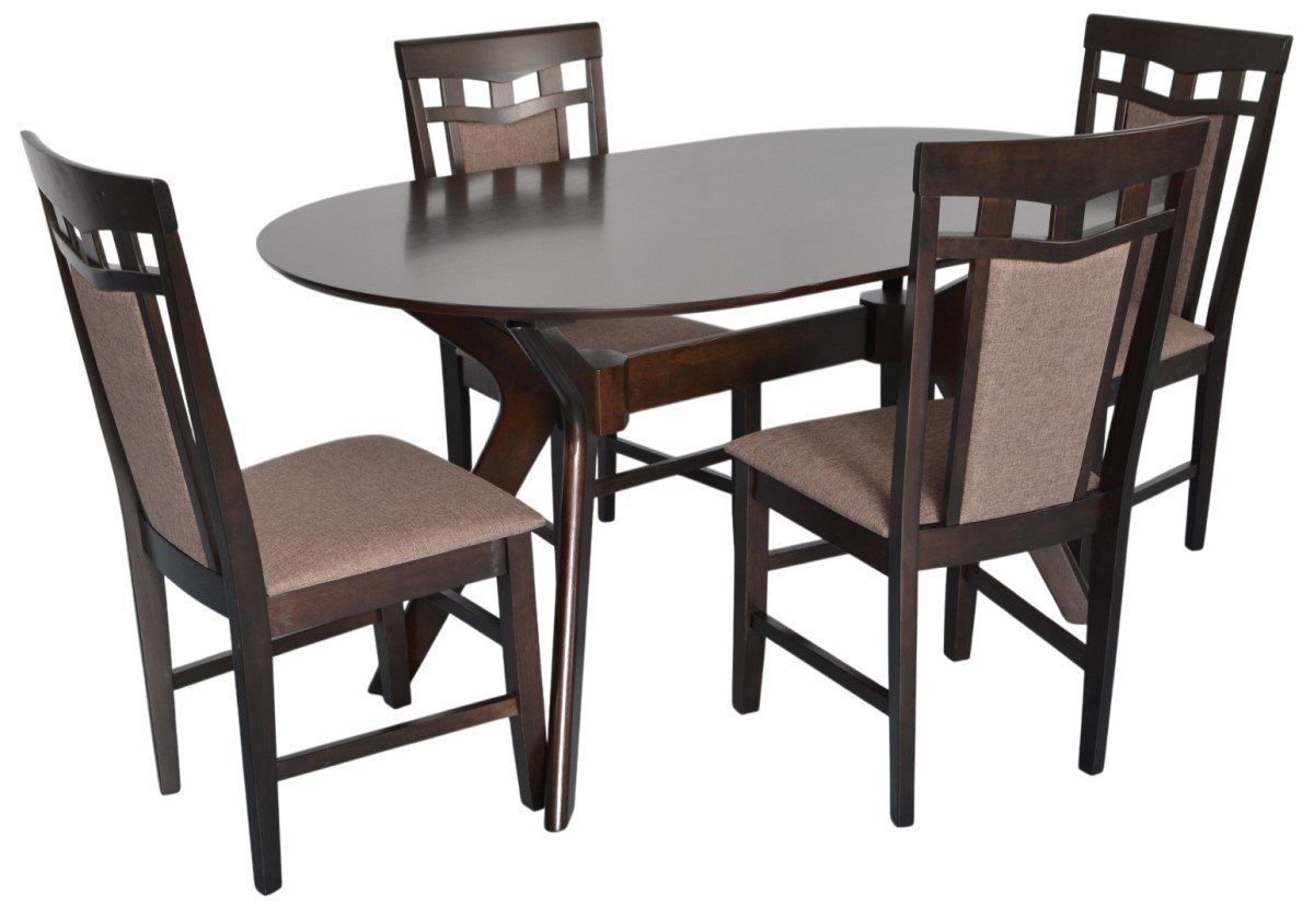 Set pentru bucătărie Evelin Raffles Oval Chocolate + 4 scaune Deepa R Chocolate/Ekea12 Dark Brown