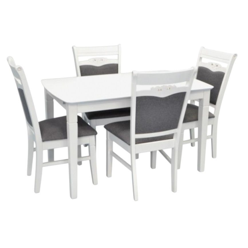 Set pentru bucătărie Evelin HV-27V White + 4 scaune HV 3167 White/NV-10WP Grey