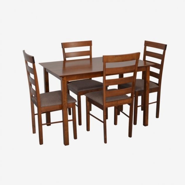 Set de bucătărie Evelin GLORIA Burnish oak + 4 scaune GLORIA Burnish oak/Ekea12 Dark Brown