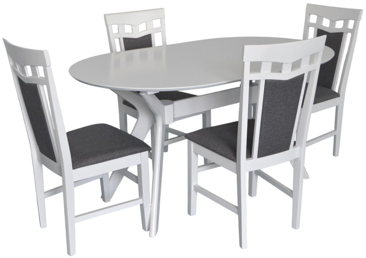 Set pentru bucătărie Evelin Raffles Oval White + 4 scaune Deepa R White/NV-10WP Grey