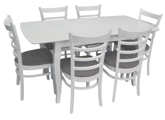 Set pentru bucătărie Evelin HV-29V White + 6 scaune COCO White/NV-10WP Grey