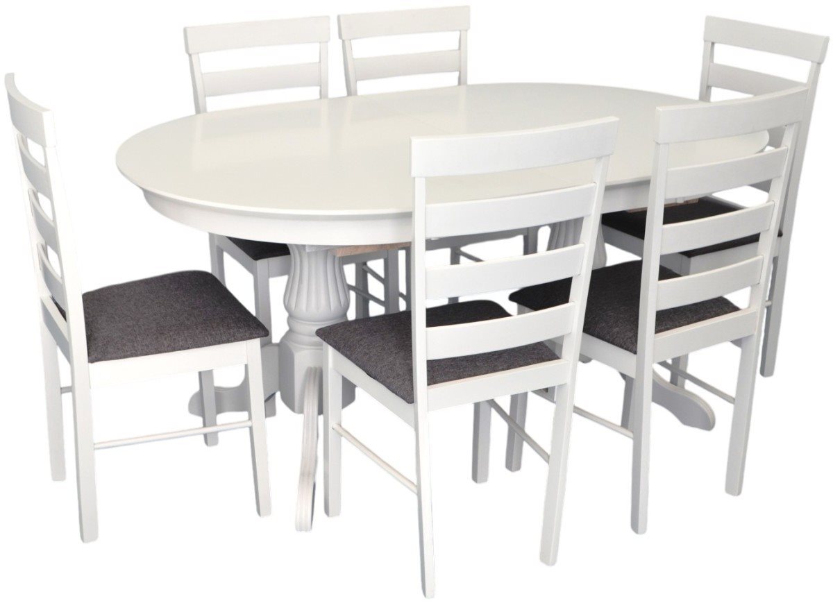 Set pentru bucătărie Evelin HV-33V White + 6 scaune Gloria White/NV-10WP Grey