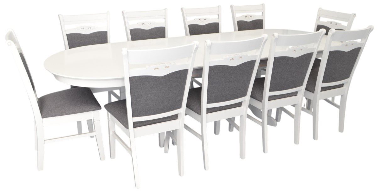 Комплект для кухни Evelin HV-33V White + 10 стульев HV-3167 White/NV-10WP Grey