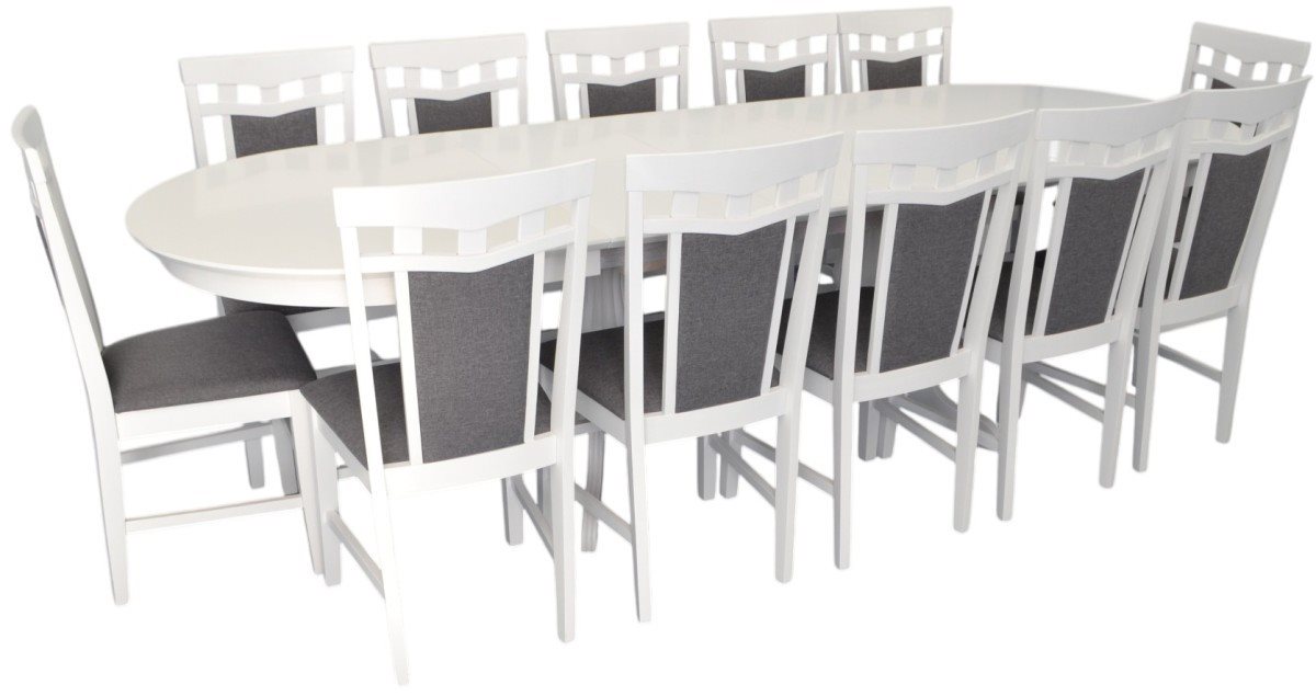 Set pentru bucătărie Evelin HV-33V White + 12 scaune DEPPA R White/NV-10WP Grey