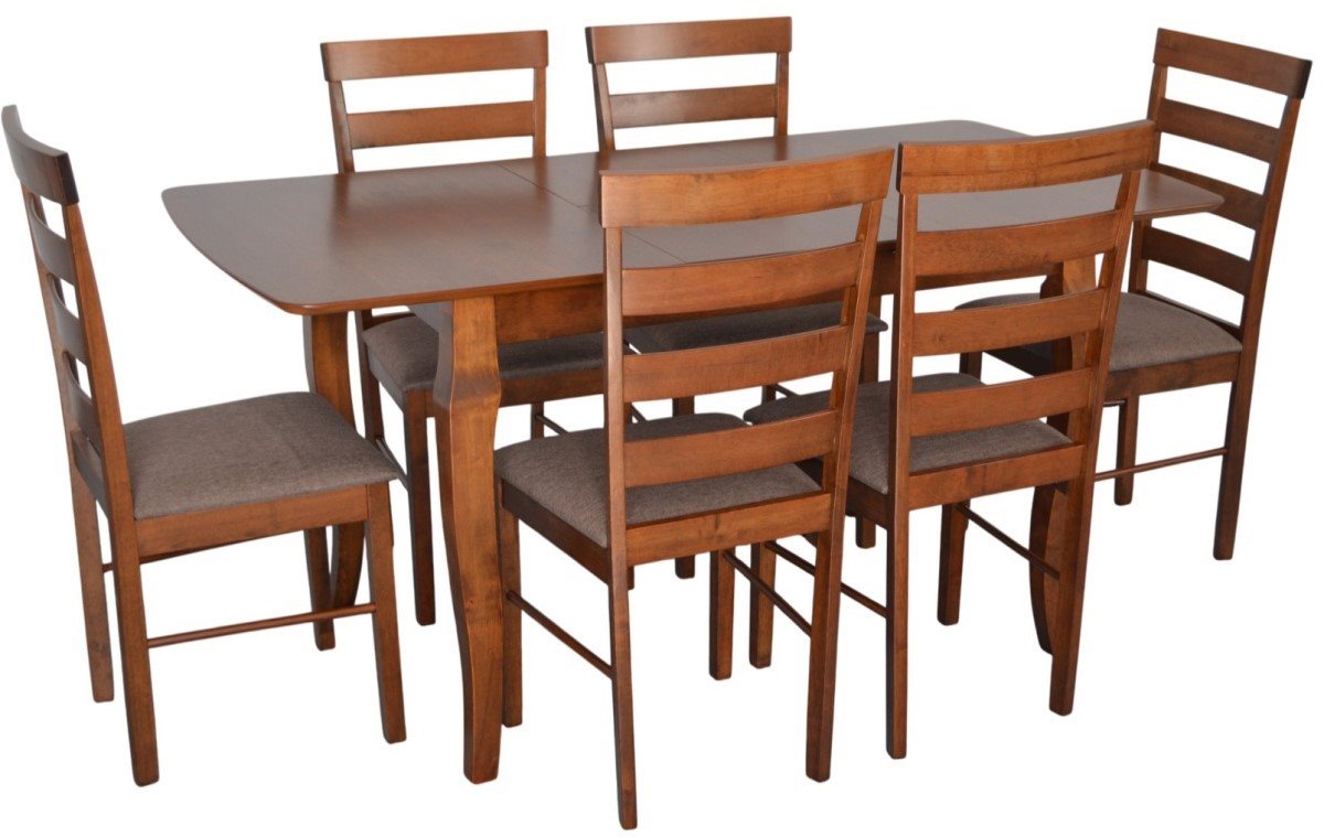 Set pentru bucătărie Evelin HV-29V Burnish oak + 6 scaune GLORIA Burnish/Ekea12 Dark Brown