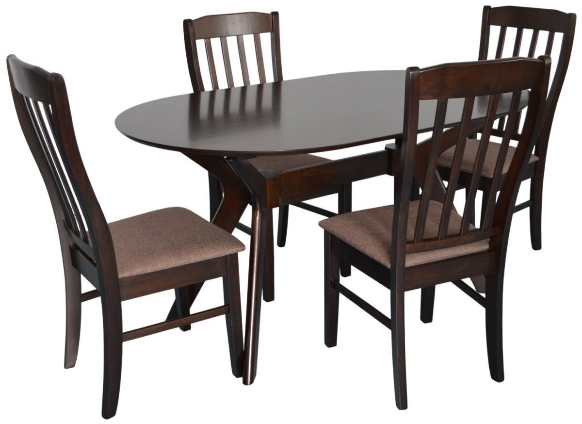 Set pentru bucătărie Evelin Raffles Oval Chocolate + 4 scaune Wenyi Chocolate/Ekea12 Dark Brown