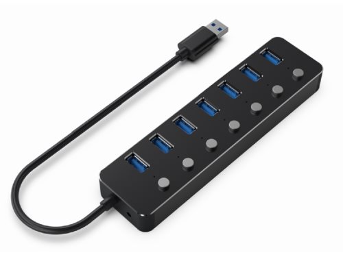 Adaptor Gembird UHB-U3P7P-01, Black