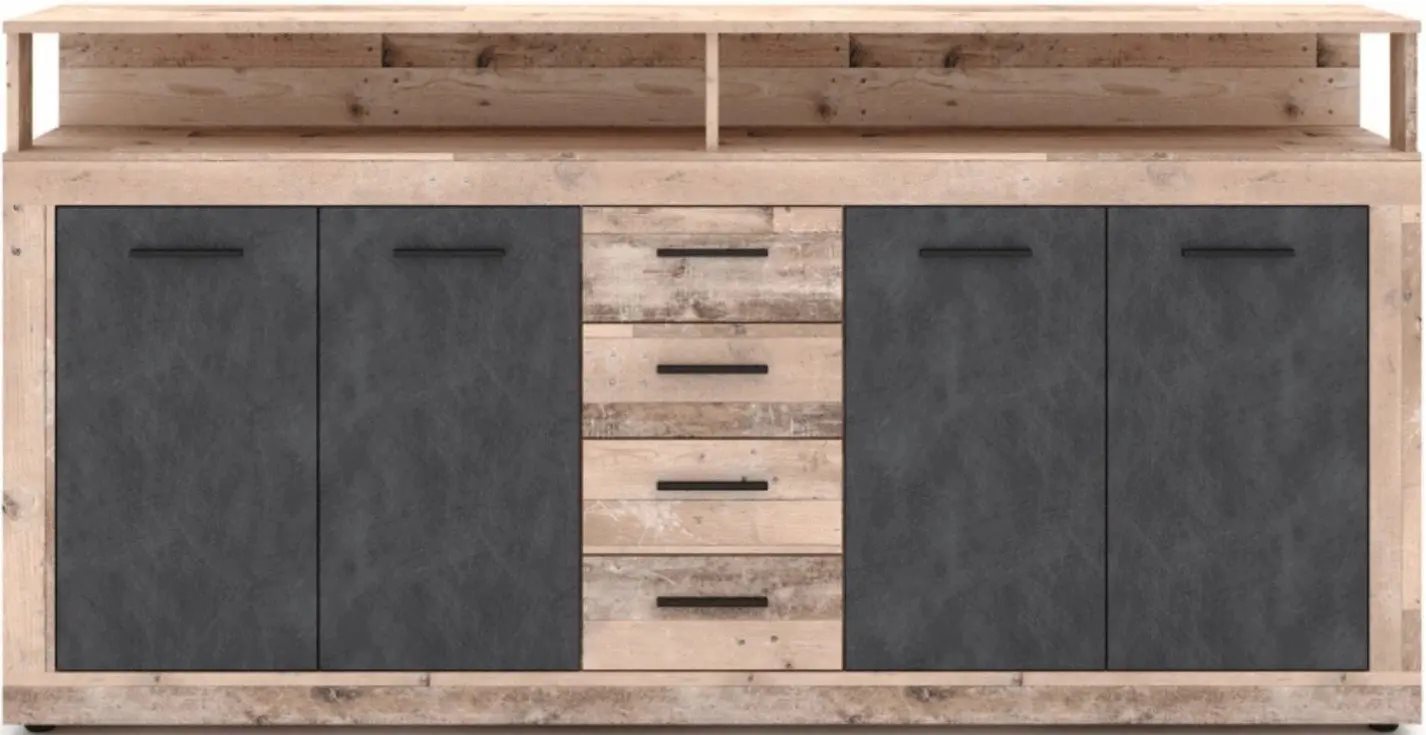 Comodă Mebel Elite Blago 190cm Untreated Oak/Black