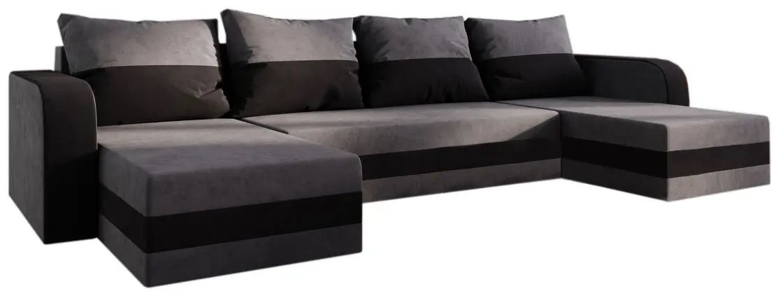 Диван П-образный Space Meble Hewlet U Bis Mikrofaza 27/Mikrofaza 15 (Gray/Black)