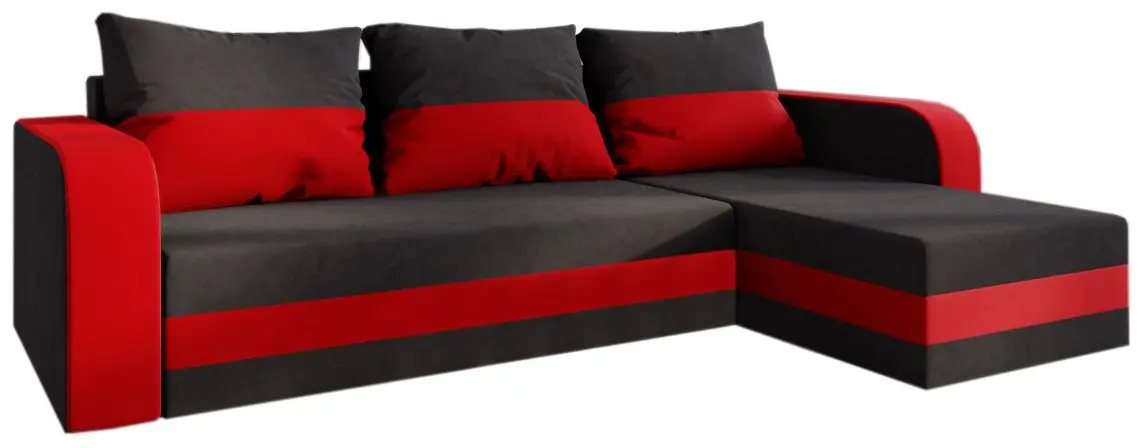 Диван угловой Space Meble Hewlet Bis Mikrofaza 15/Mikrofaza 22, Black/Red