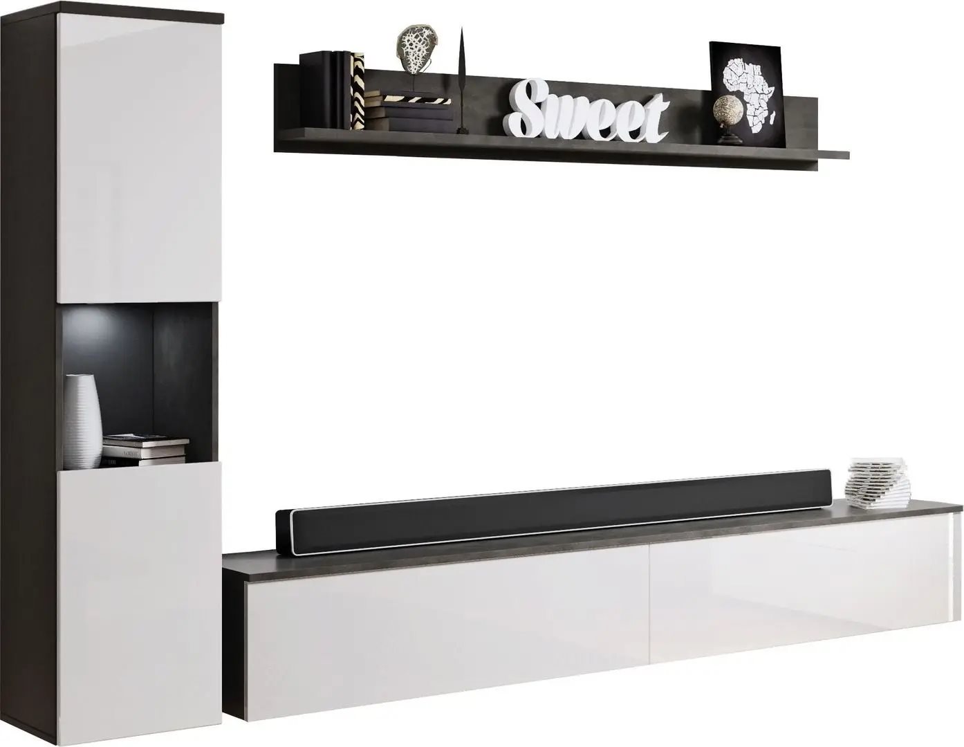 Perete de sufragerie Bratex Paris, Matera/White Gloss