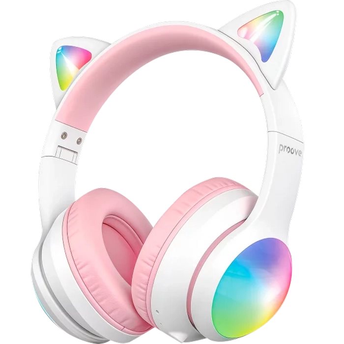 Căști Proove Kids LumiCat, White/Pink