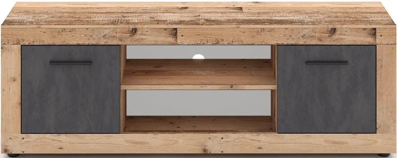 Comodă TV Mebel Elite Blago 140cm, Untreated Oak/Graphite