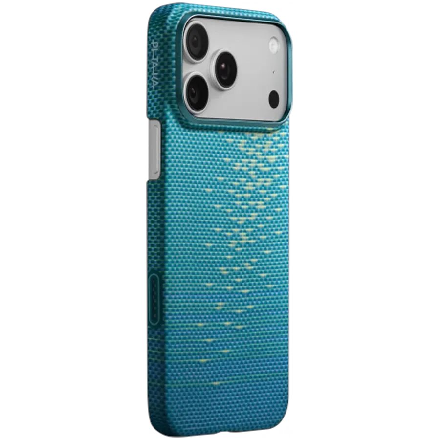 Чехол PITAKA Glints of Gold iPhone 17 Pro Lucid Blue
