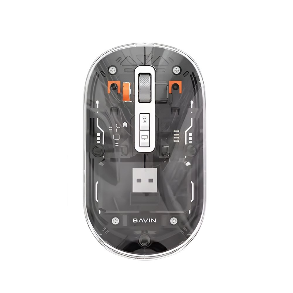 Mouse BAVIN Wireless Transparent, Dual Mode, Black
