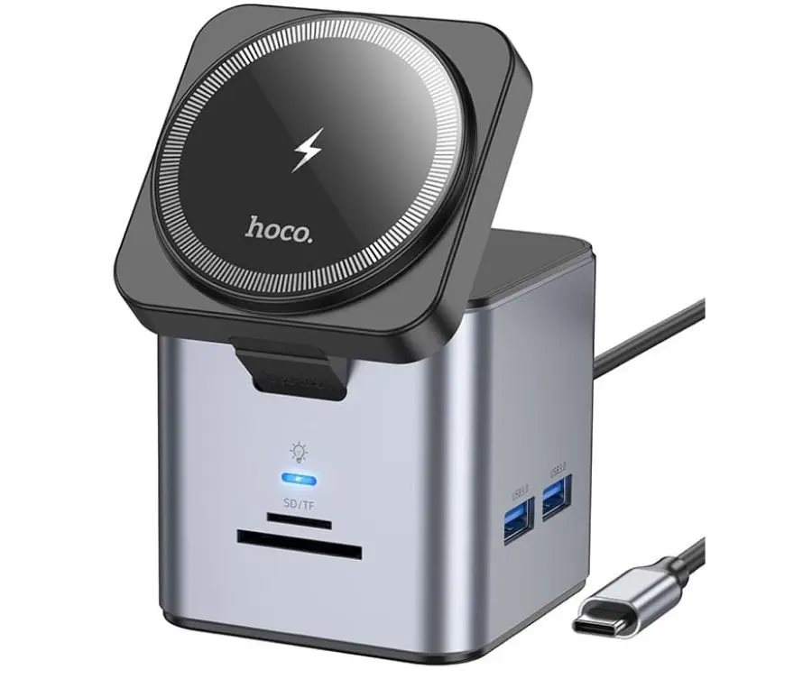 Stație de încărcare HOCO HB49 Effortless 9-in-1Metal Gray