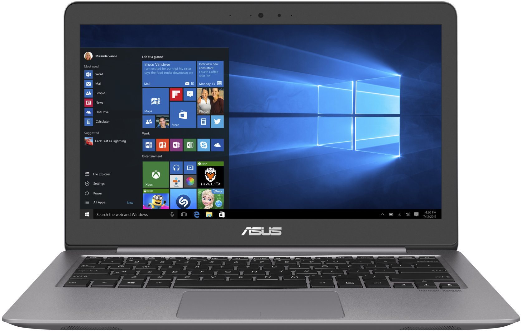 Image Ноутбук ASUS Zenbook UX310UA Iron Silver, 13.3" IPS FullHD Intel Core i7 6500U