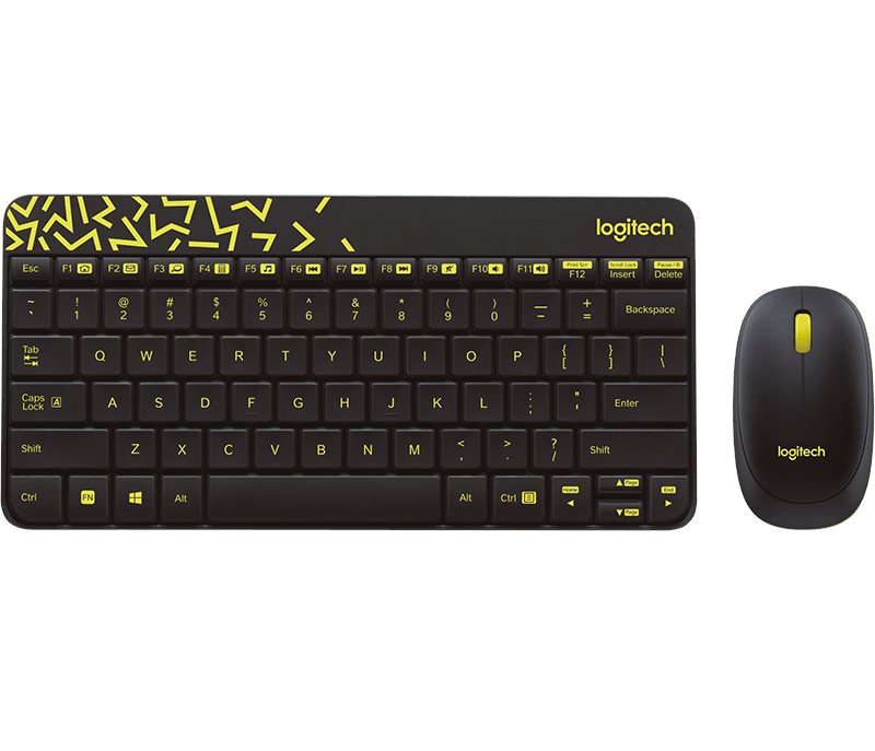 Image Set Logitech MK240 Black, Chartreuse