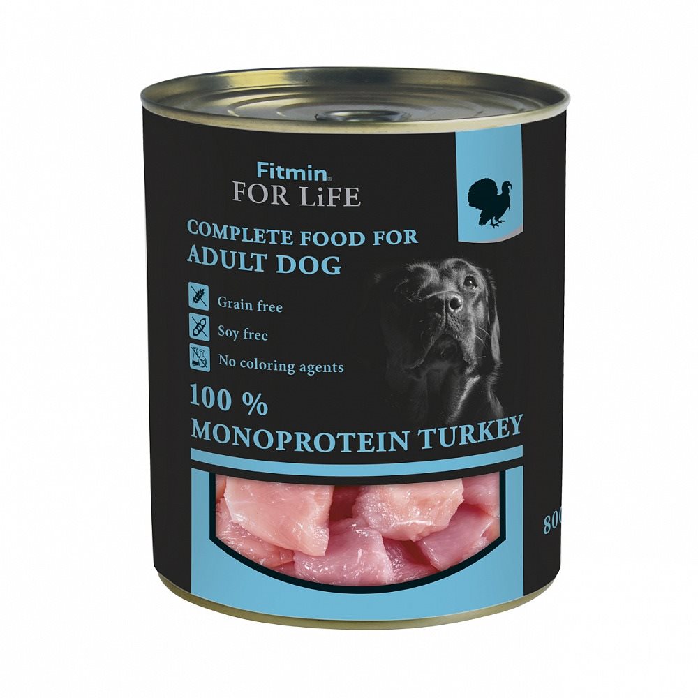 Image Влажный корм для собак Fitmin tin turkey 800g * 6