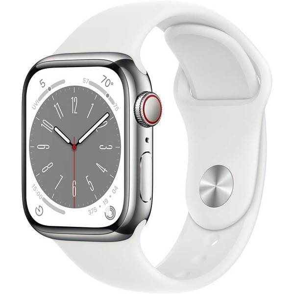 Image Умные часы Apple Watch Series 8 45mm MNKE3 GPS + LTE Silver S. Steel Case