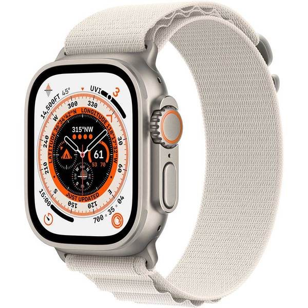 Image Ceas inteligent Apple Watch Ultra GPS + LTE 49mm MQFT3 Titanium Case with Starlight Alpine Loop - L