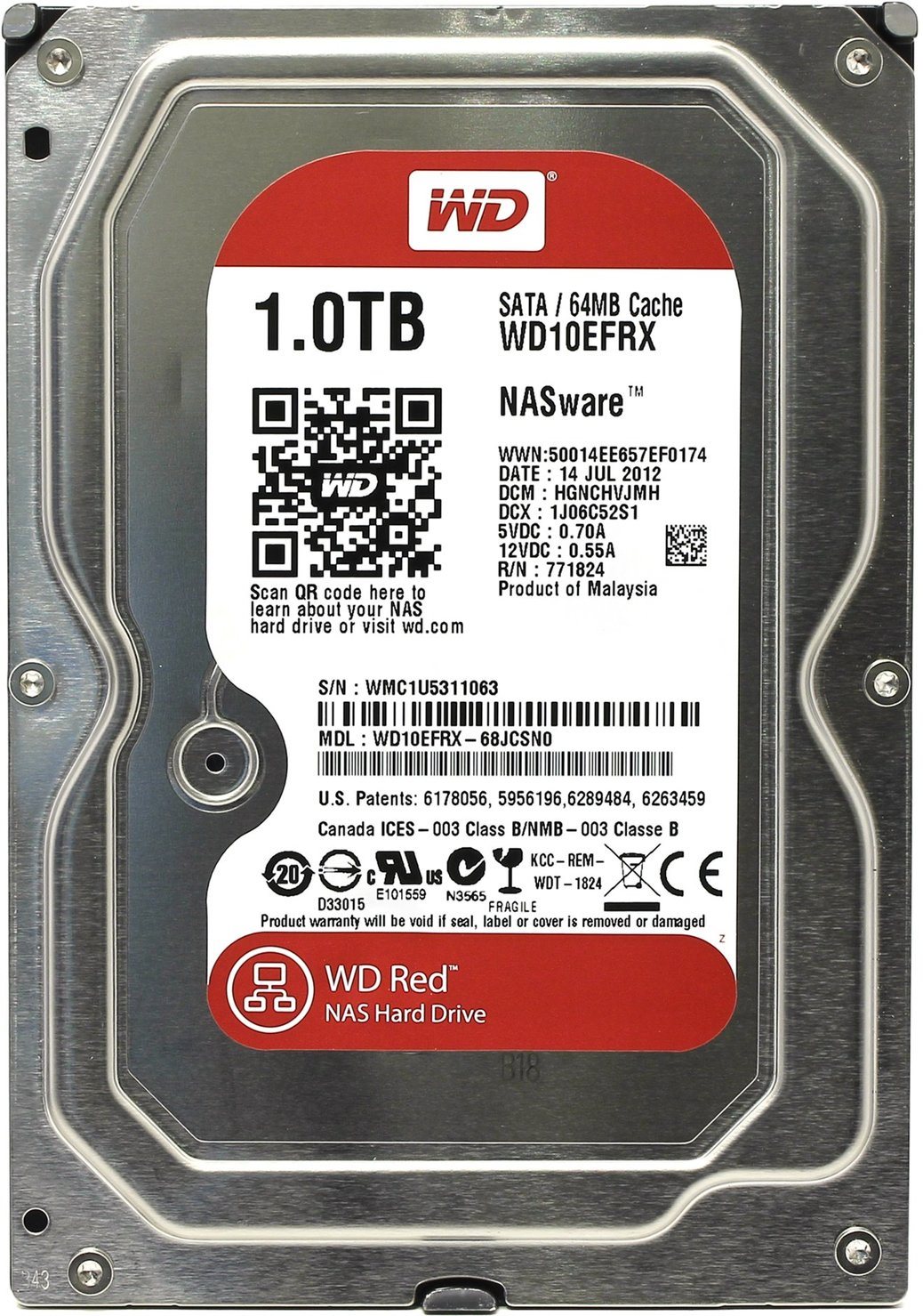 Image Hard disc HDD Western Digital Caviar Red 1Tb (WD10EFRX)