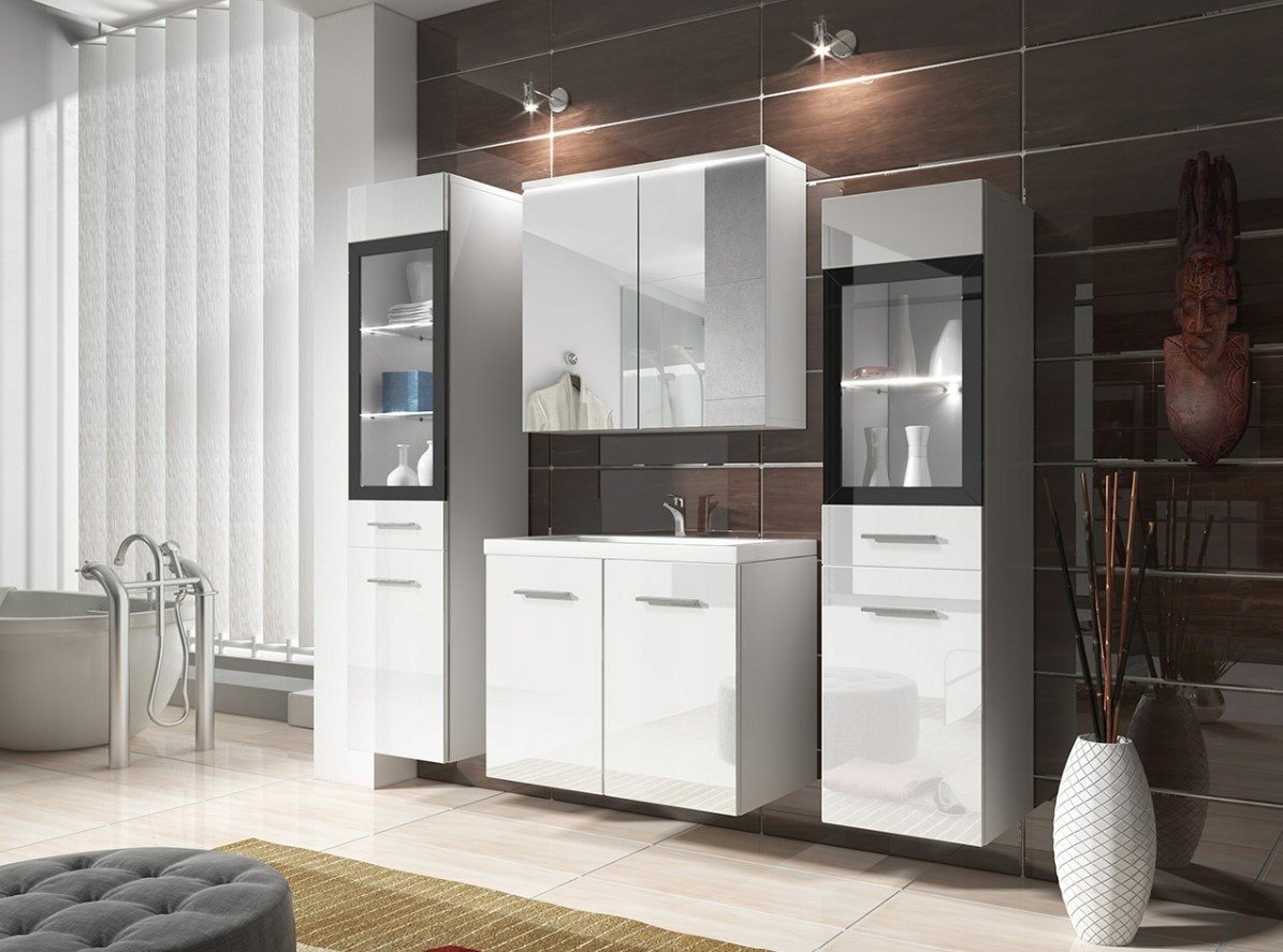 Комплект мебели Mirjan24 Holly/Udine II With Sink White Gloss
