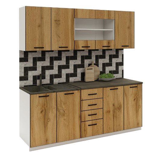 Image Кухня Haaus Riga 2.0м White/Wotan Oak