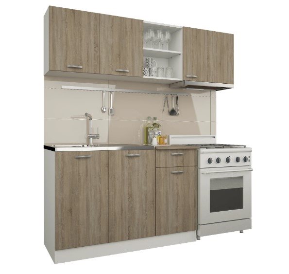 Image Bucatarie Haaus L 1.8м White/Dark Sonoma Oak