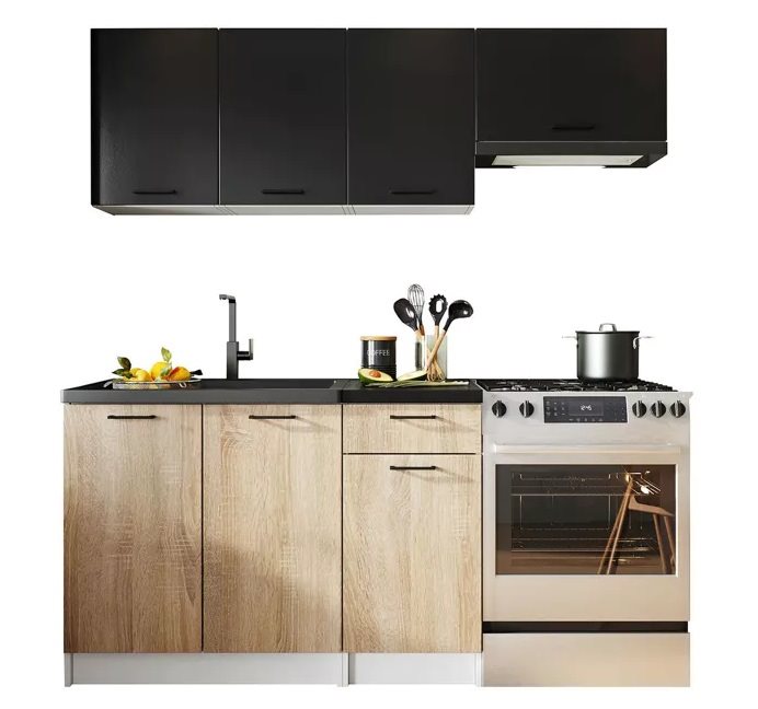 Image Кухня Stolkar Eco Line Tanya 1.2/1.8m Black/Sonoma Oak