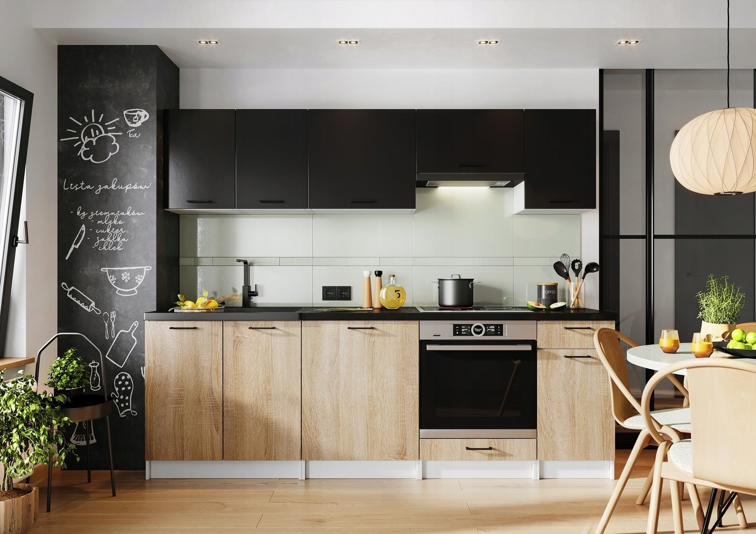 Image Кухня Stolkar Eco Line Tanya 2.4m Black/Sonoma Oak